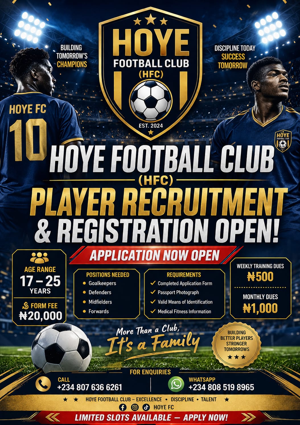 Today, HOYE FOOTBALL CLUB (HFC) officially begins its… — Hoye on DeHub
