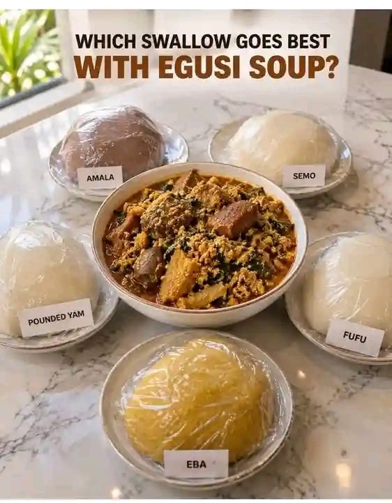 Which swallow goes best with Egusi soup?