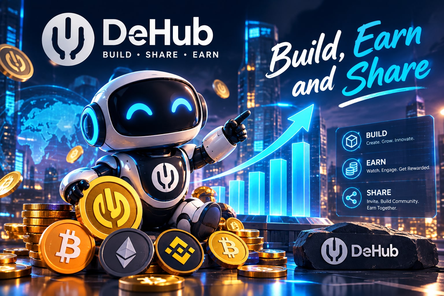 🚀 BUILD. EARN. SHARE. — THE DeHUB WAY! 💎🤖 The future is…