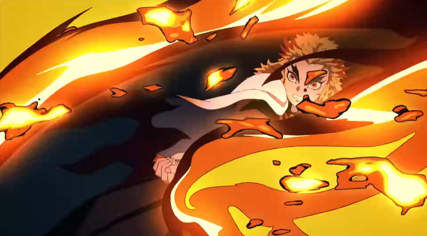 Kyojuro Rengoku VS Akaza enlish dubbed - Demon Slayer Mugen Train Movie