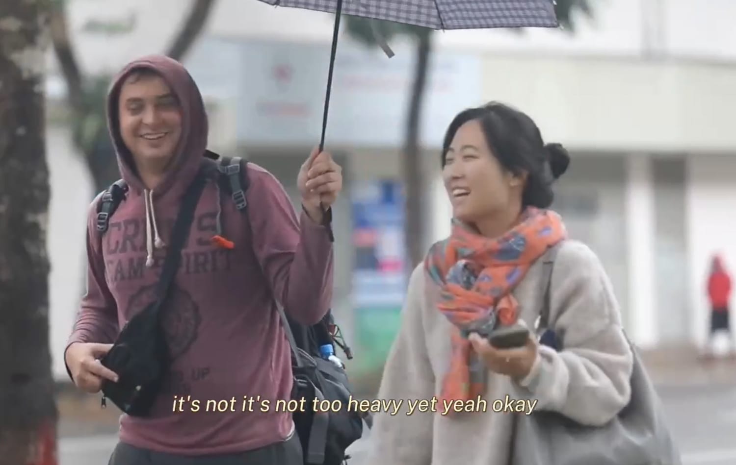 Give she Umbrella stuck in the rain and chocolate but
